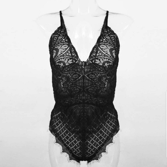 new. black lace fringe teddy - Picture 3 of 10